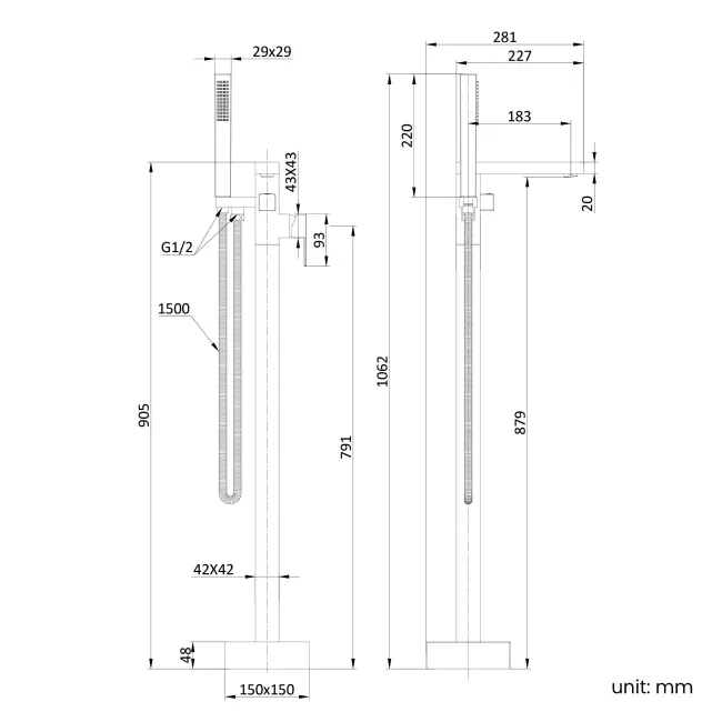 Tamar Chrome Freestanding Bath Shower Mixer Tap