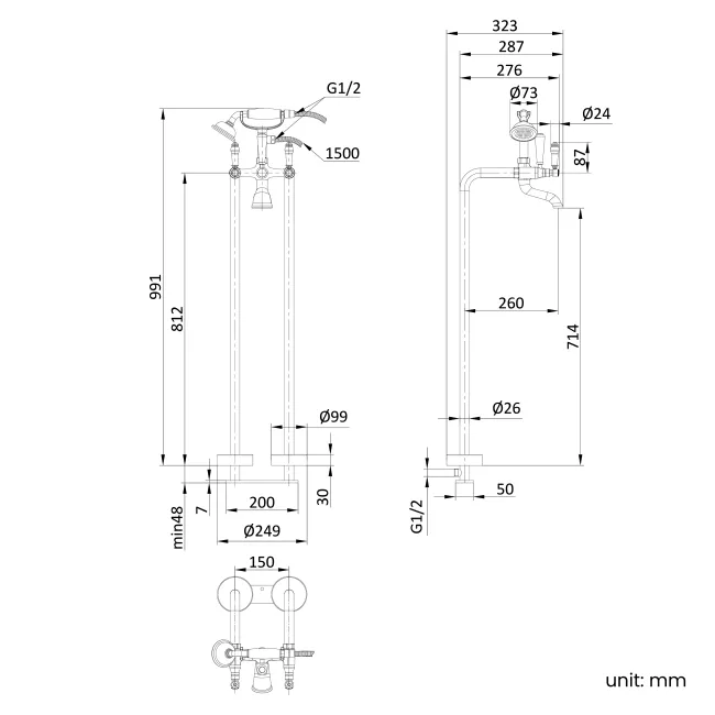 Beauly Chrome Freestanding Bath Shower Mixer Tap