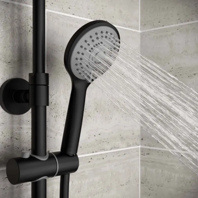 Ballina Round Matt Black Thermostatic Bath Filler Shower Set