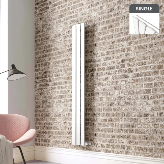 Faro White Single Flat Panel Vertical Radiator 1600x210mm