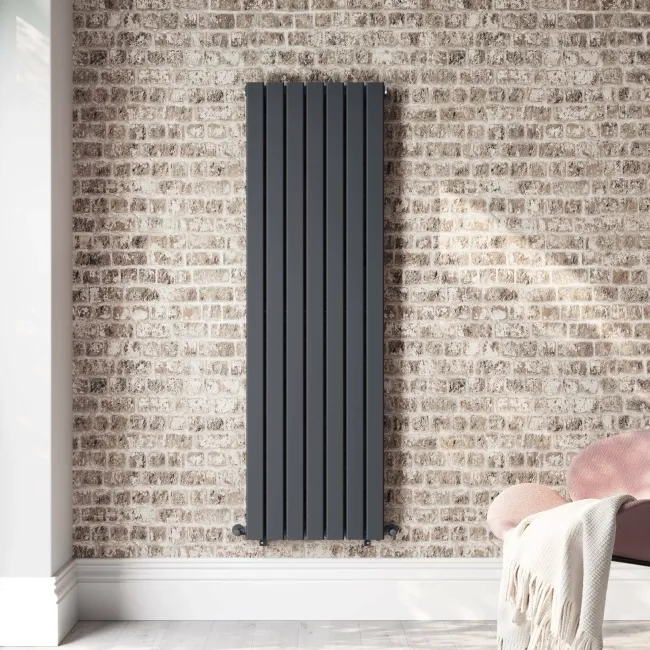 Faro Anthracite Double Flat Panel Vertical Radiator 1600x490mm