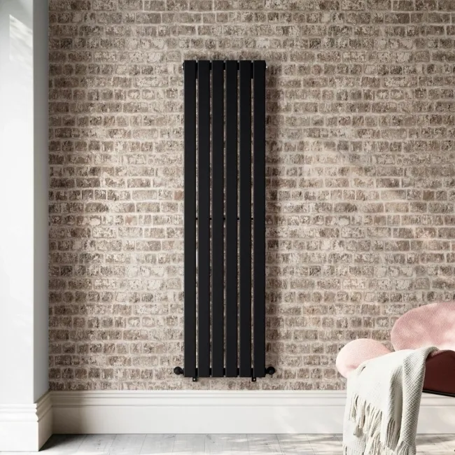 Faro Matt Black Single Flat Panel Vertical Radiator 1600x420mm