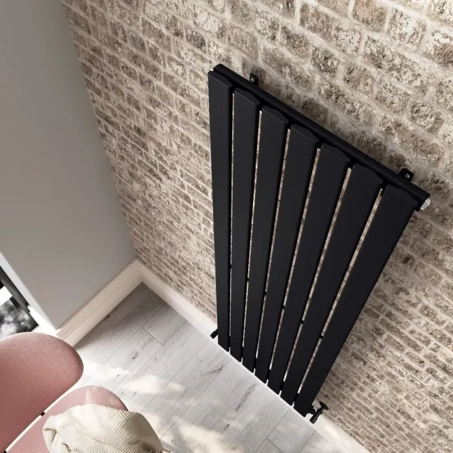 Faro Matt Black Single Flat Panel Vertical Radiator 1600x490mm