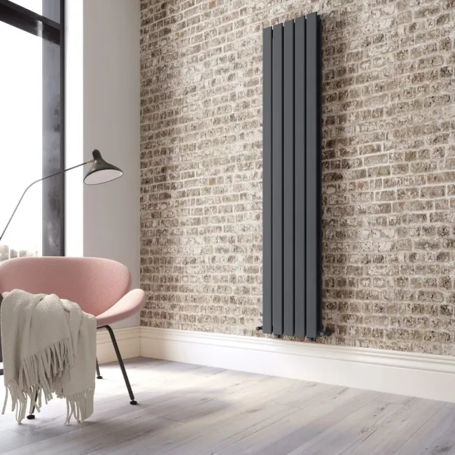 Faro Anthracite Double Flat Panel Vertical Radiator 1800x350mm