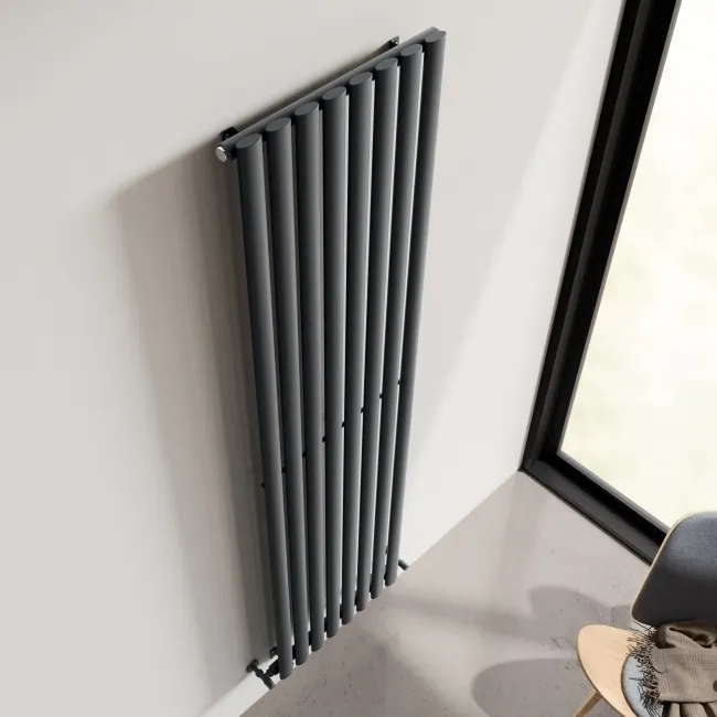 Marbella Anthracite Single Oval Panel Radiator 1800x480mm