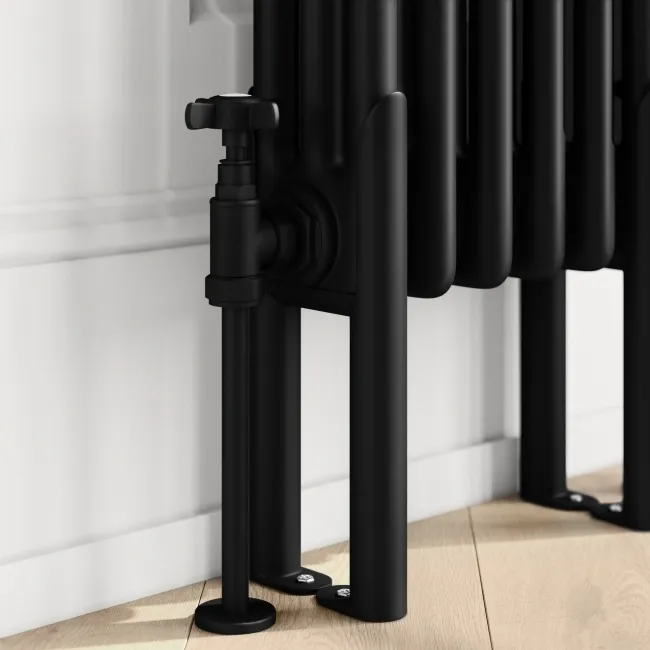 Athens Matt Black Triple Column Vertical Traditional Radiator 1500x290mm
