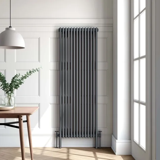 Athens Anthracite Triple Column Vertical Traditional Radiator 1800x650mm