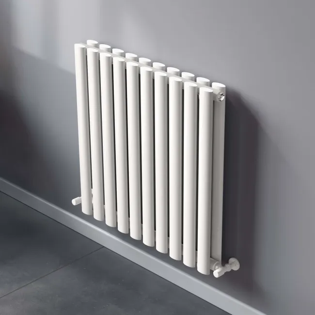 Marbella White Double Oval Panel Radiator 600x600mm