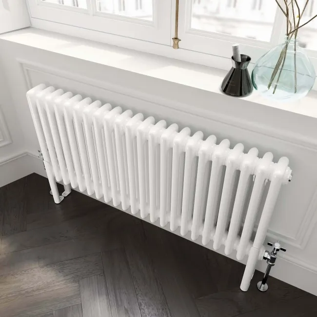 Athens White Triple Column Horizontal Traditional Radiator 450x1010mm