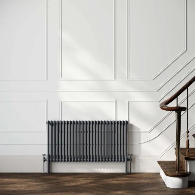 Athens Anthracite Double Column Horizontal Traditional Radiator 600x1190mm