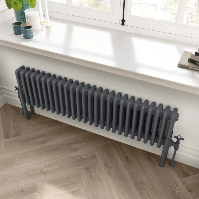 Athens Anthracite Triple Column Horizontal Traditional Radiator 300x1190mm