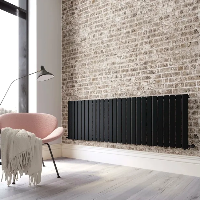 Faro Matt Black Single Flat Panel Horizontal Radiator 600x1820mm