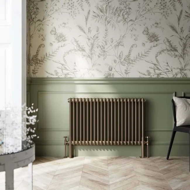 Athens Antique Gold Double Column Horizontal Traditional Radiator 600x1010mm