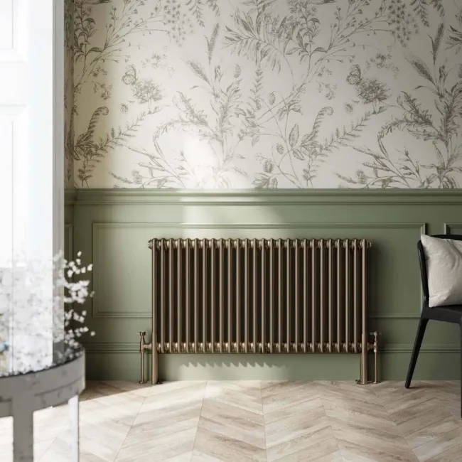 Athens Antique Gold Double Column Horizontal Traditional Radiator 600x1190mm