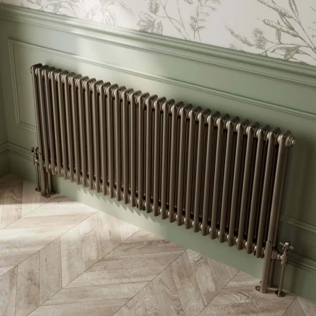 Athens Antique Gold Double Column Horizontal Traditional Radiator 600x1415mm