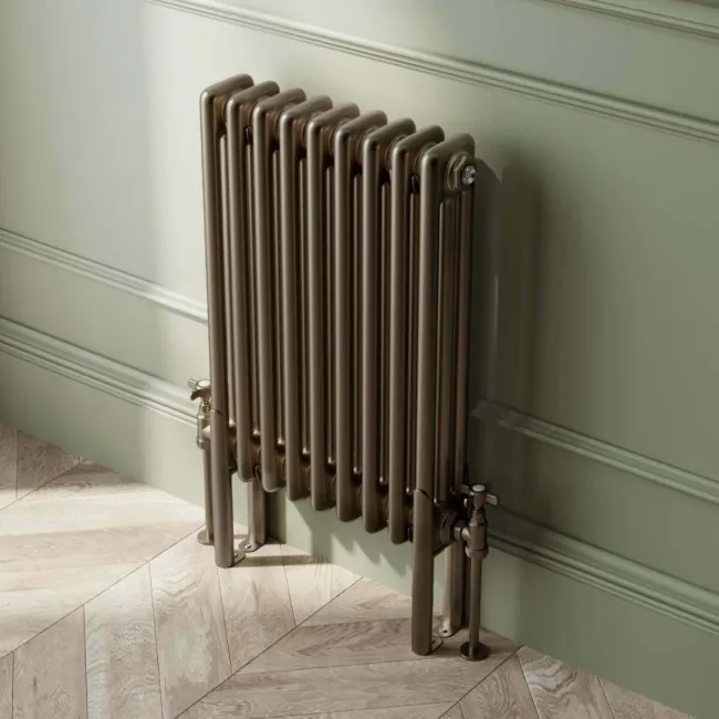 Athens Antique Gold Triple Column Horizontal Traditional Radiator 600x425mm