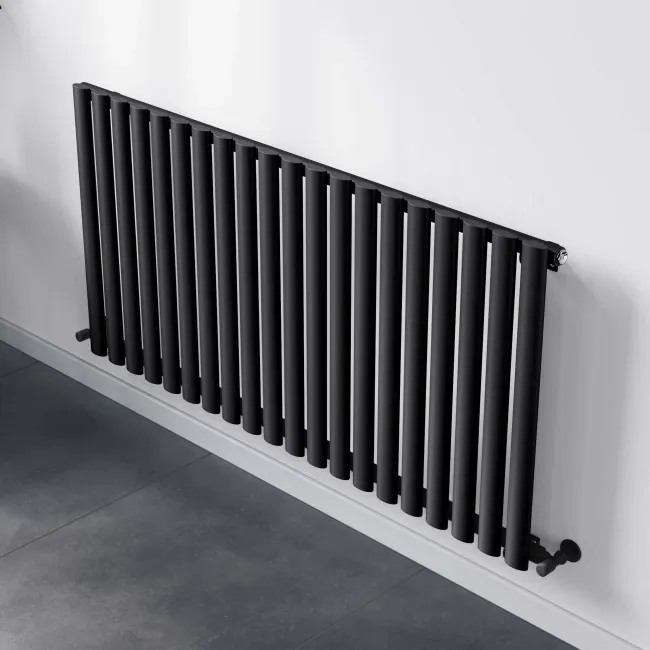 Marbella Matt Black Single Oval Panel Radiator 600x1200mm