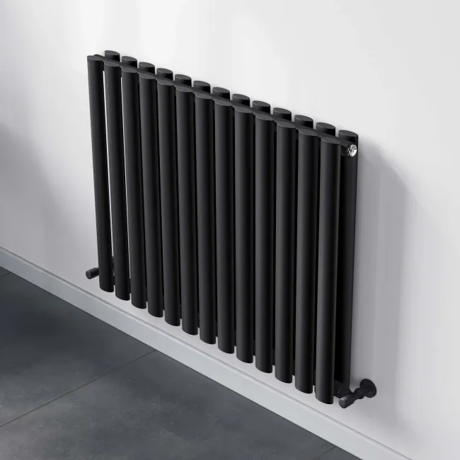 Marbella Matt Black Double Oval Panel Radiator 600x780mm