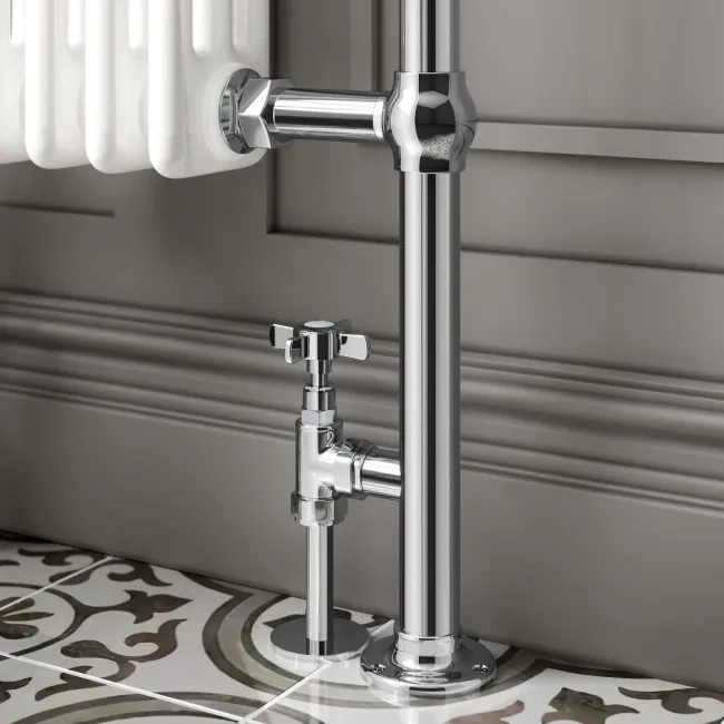 Gibraltar Large White Traditional Heated Towel Radiator (With Overhanging Rail) 