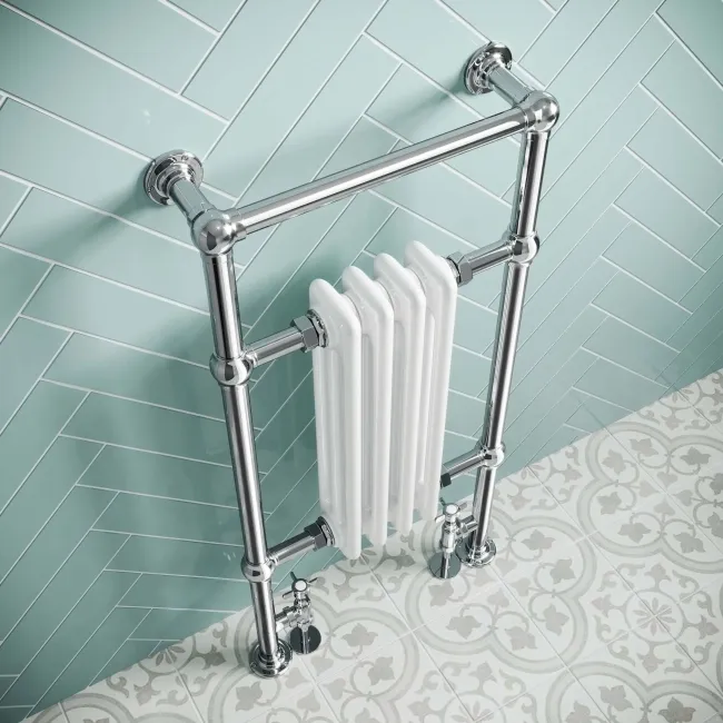 Gibraltar Slimline Small White Traditional Heated Towel Radiator (Flat Top Rail)