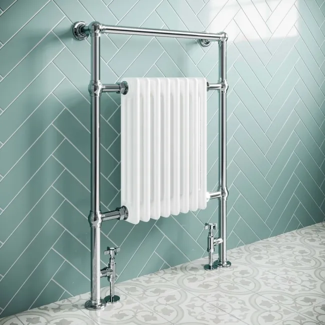 Gibraltar Slimline Large White Traditional Heated Towel Radiator (Flat Top Rail)