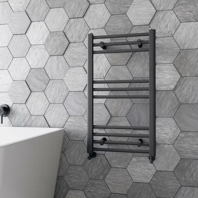 Barcelona Anthracite Straight Heated Towel Rail 800x450mm