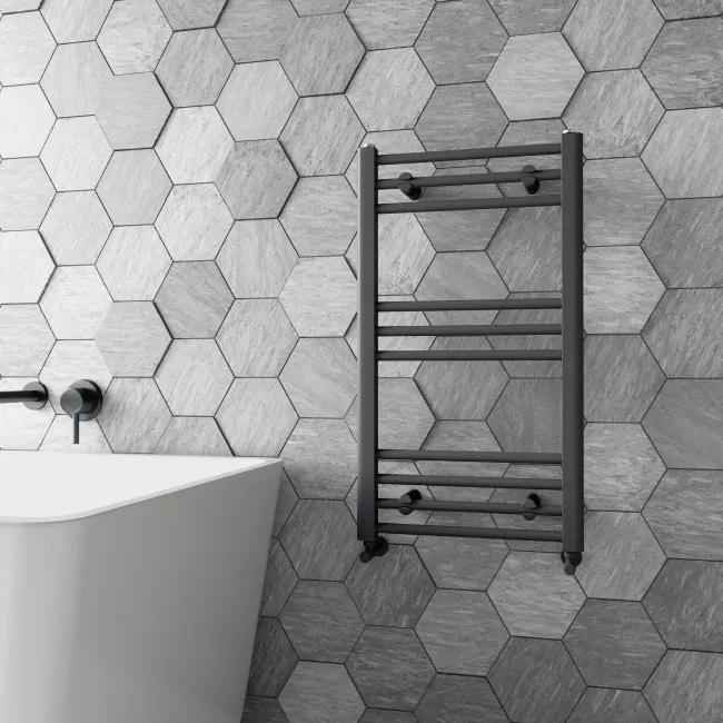 Barcelona Anthracite Straight Heated Towel Rail 800x450mm