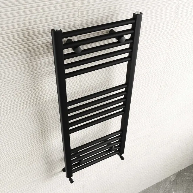Naples Premium Matt Black Straight Heated Towel Rail 1000x450mm