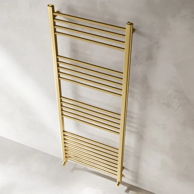 Barcelona Brushed Brass Straight Heated Towel Rail 1600x600mm