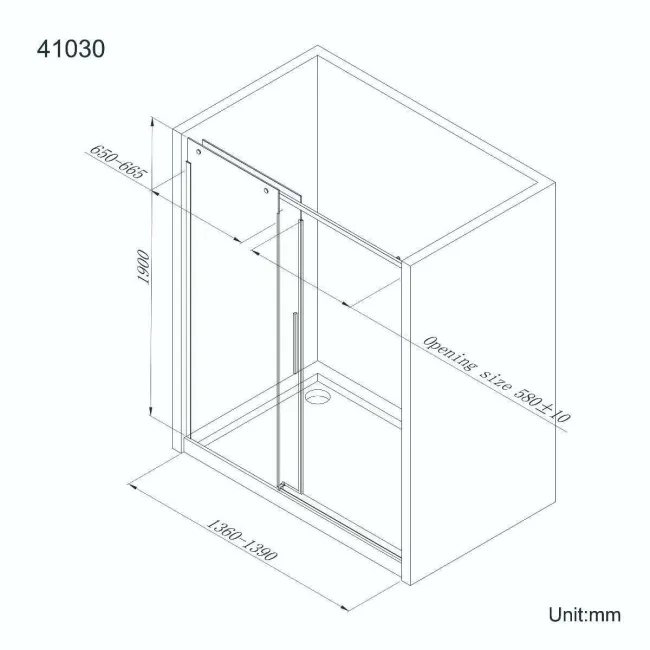 Stockholm Matt Black Easy Clean 8mm Frameless Sliding Shower Door 1400mm