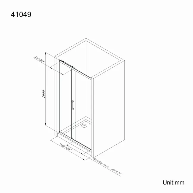 Hamburg Easy Clean 8mm Sliding Shower Door 1200mm - Easy Fix Feature