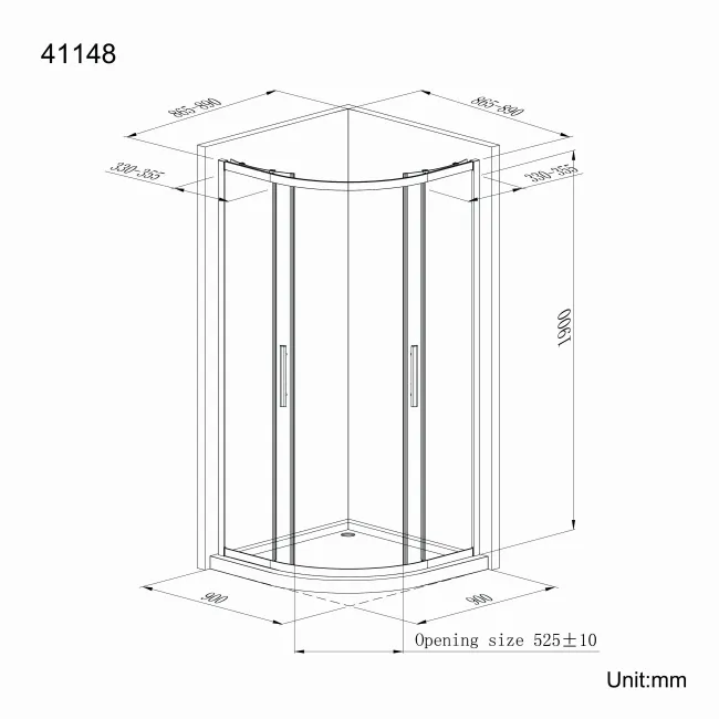 Hamburg Matt Black Easy Clean 8mm Quadrant Shower Enclosure 900x900mm - Easy Fix Feature