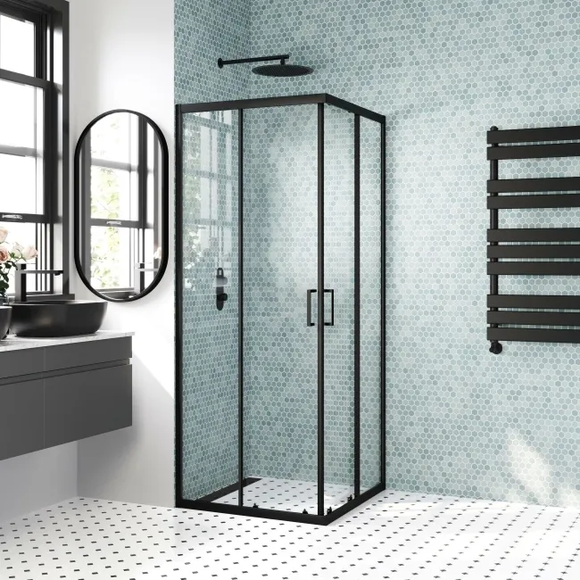 London Matt Black 6mm Corner Entry Shower Enclosure 760x760mm