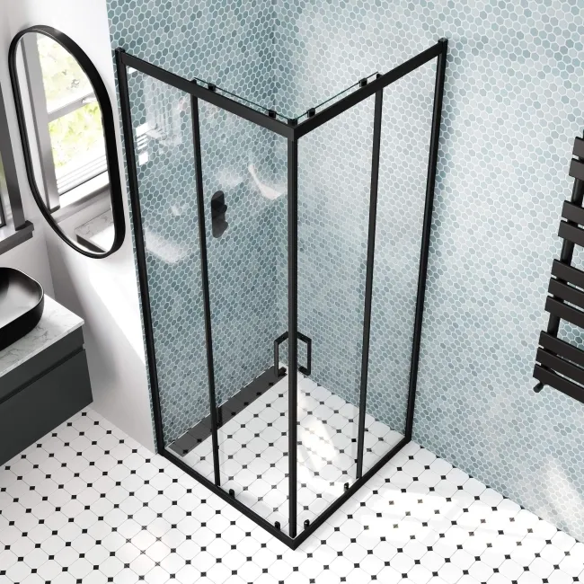 London Matt Black 6mm Corner Entry Shower Enclosure 800x800mm