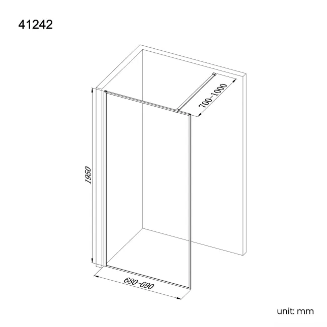 Munich Fluted Effect Brushed Brass Easy Clean 8mm Wet Room Shower Glass Panel 700mm