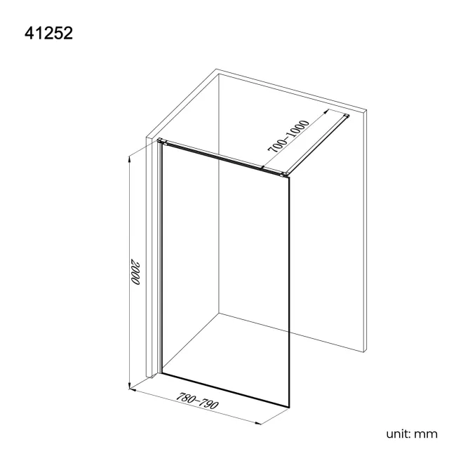 Lyon Brushed Brass 8mm Laminated Wet Room Shower Glass Panel with Gold Mesh Inlay 800mm