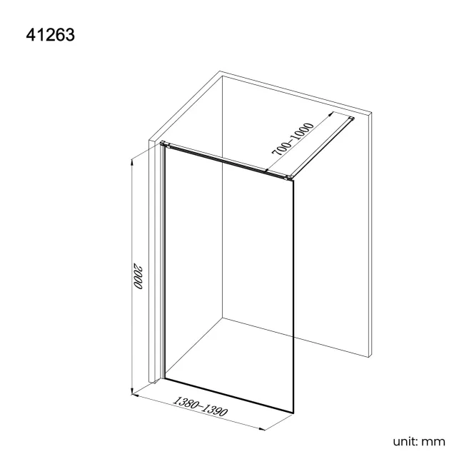 Lyon Gunmetal 8mm Laminated Wet Room Shower Glass Panel with Grey Frost Pattern 1400mm