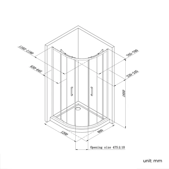 London Brushed Brass 6mm Offset Quadrant Shower Enclosure 1200x800mm