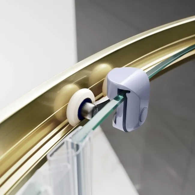 London Brushed Brass 6mm Offset Quadrant Shower Enclosure 1200x900mm