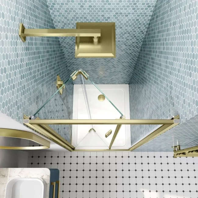 London Brushed Brass 6mm Bifold Shower Door 700mm