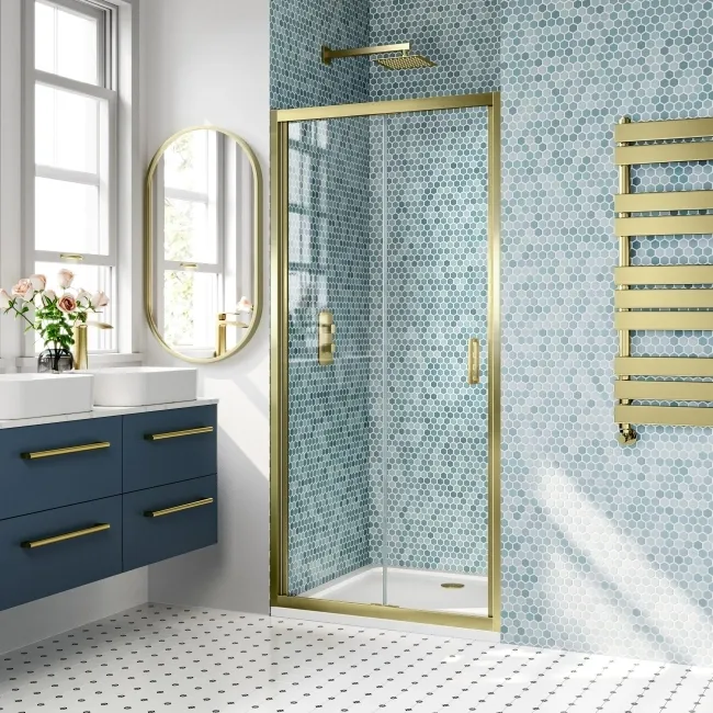 London Brushed Brass 6mm Bifold Shower Door 900mm