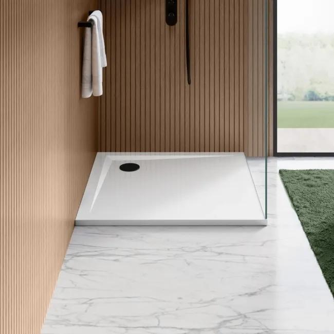 Sydney Low Profile Square Gloss White Stone Shower Tray 900x900mm