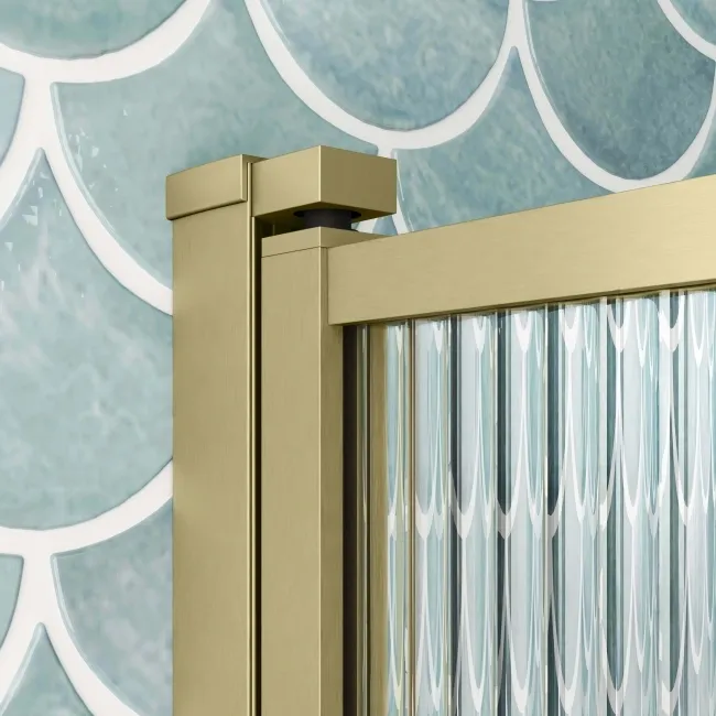Fiji Easy Clean Fluted Brushed Brass Bath Screen - 800mm