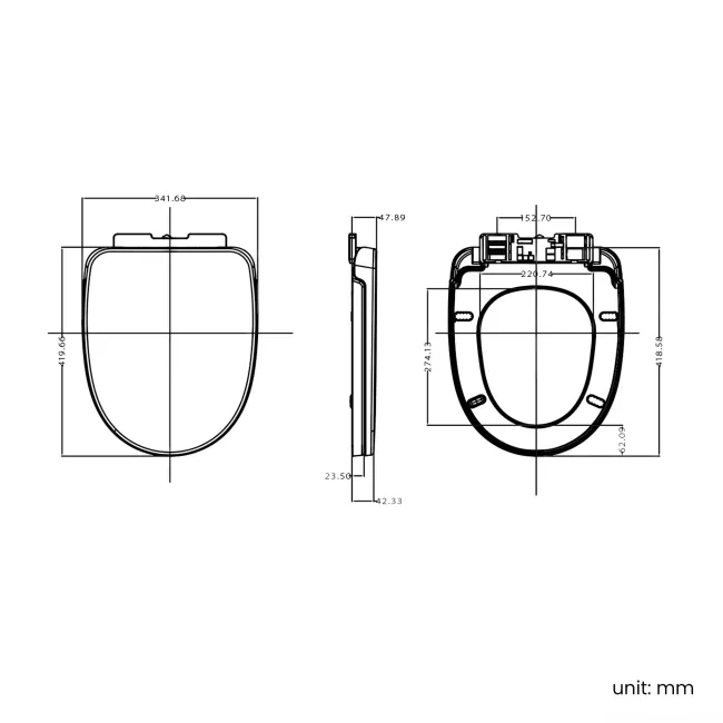 Seattle Soft Close Toilet Seat for Rimless Back To Wall Toilet