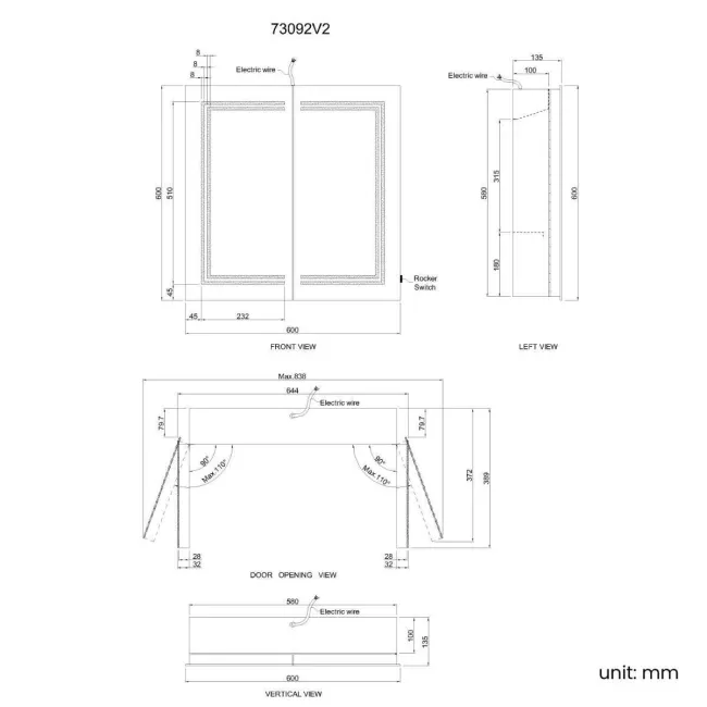 Allyson Illuminated LED Mirror Cabinet 600x600mm