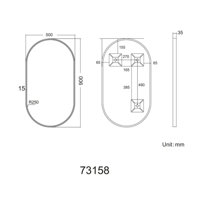 Darci Black Framed Oval Bathroom Mirror 900x500mm