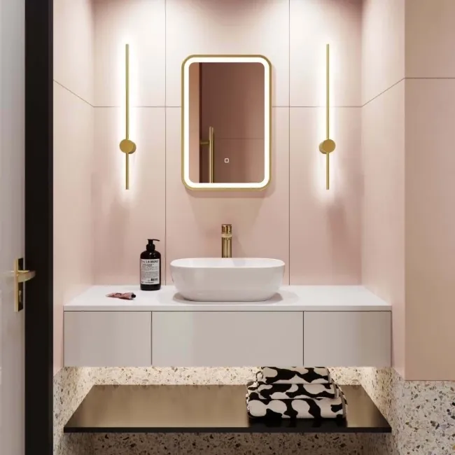 Olivia Brushed Brass Illuminated LED Mirror 600x400mm