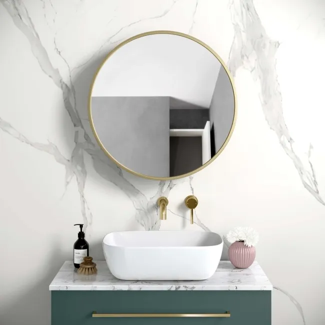 Mollie Matt Brass Round Mirror Cabinet 600mm
