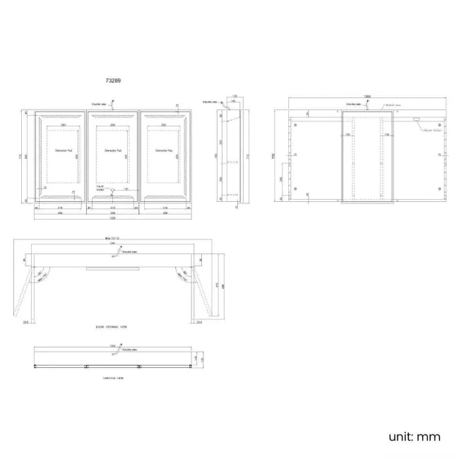 Mia Matt Brass Illuminated LED Mirror Cabinet 710x1200mm