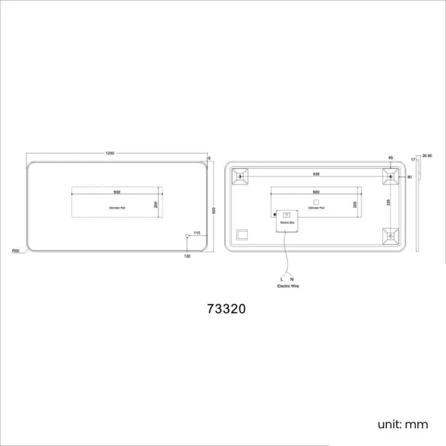 Olivia Brushed Brass Backlit llluminated LED Mirror 600x1200mm